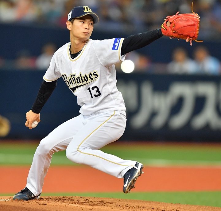 オリックス・バファローズ】山岡泰輔 ビジターユニフォーム-